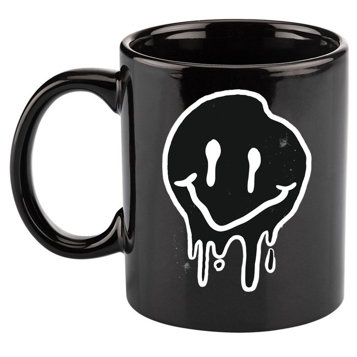 Melting Black And White Smile Face 11oz C Handle Ceramic Mug