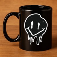 Melting Black And White Smile Face 11oz C Handle Ceramic Mug