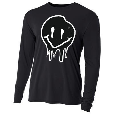 Melting Black And White Smile Face Cooling Performance Long Sleeve Crew