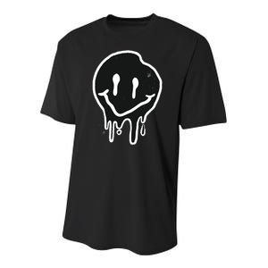 Melting Black And White Smile Face Youth Performance Sprint T-Shirt