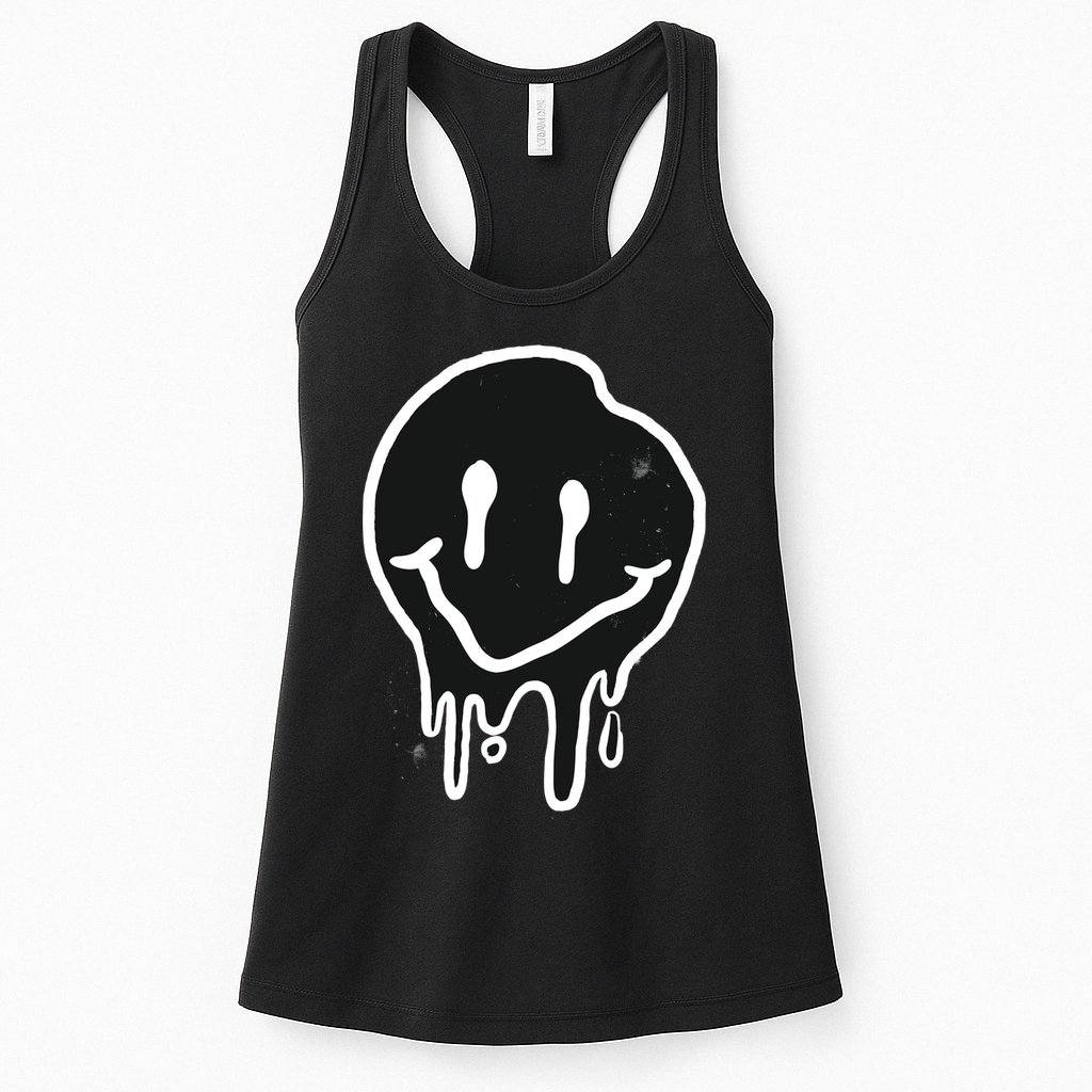 Melting Black And White Smile Face Womens Tank Top