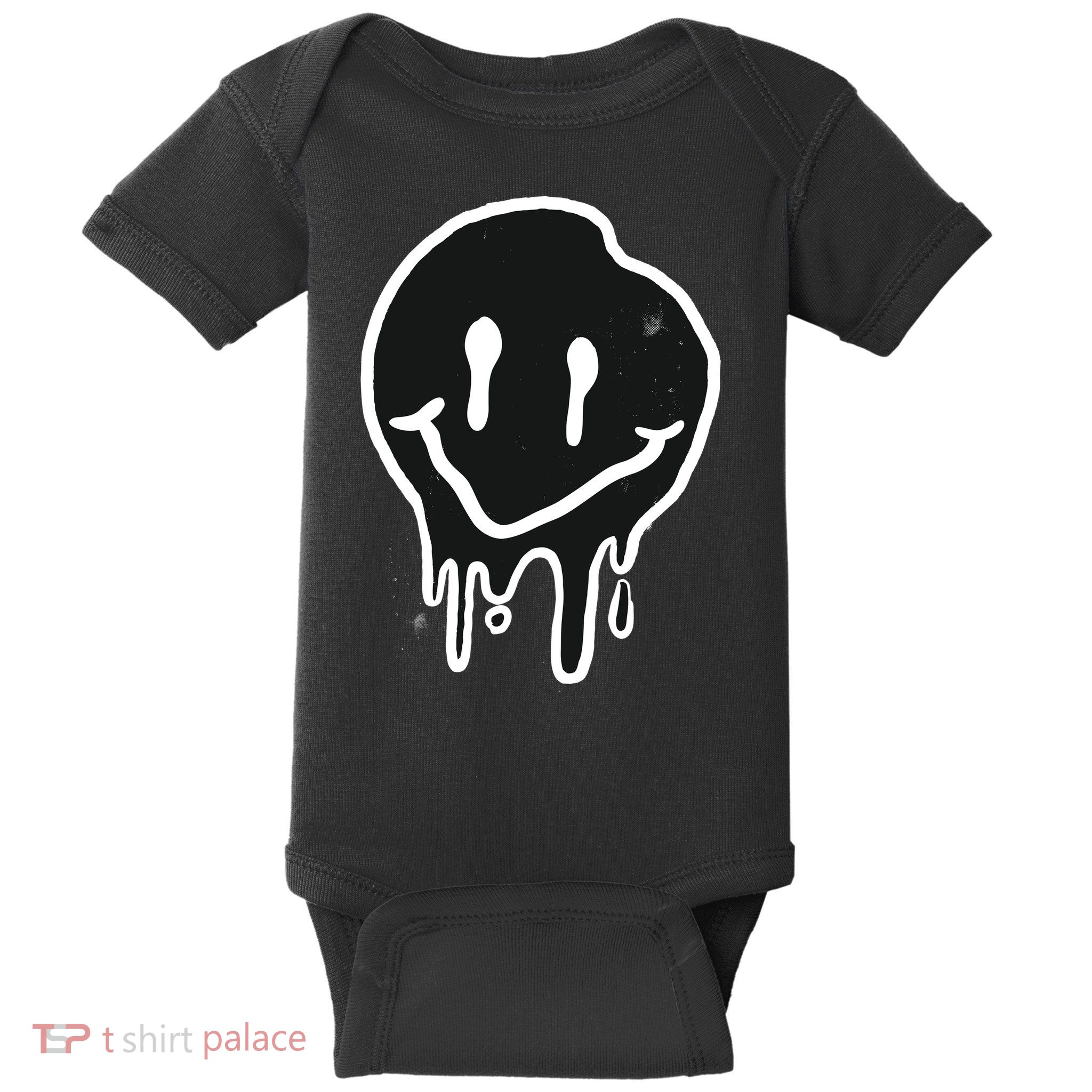 Melting Black And White Smile Face Baby Bodysuit
