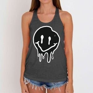 Melting Black And White Smile Face Women's Knotted Racerback Tank