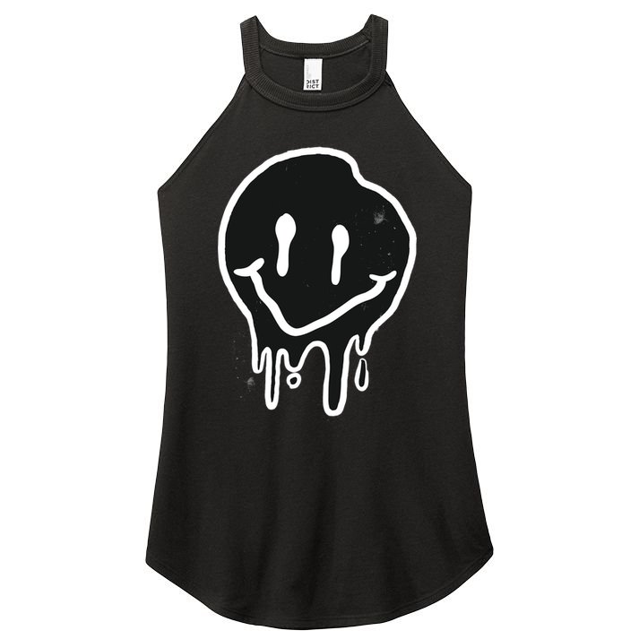 Melting Black And White Smile Face Women's Perfect Tri Rocker Tank
