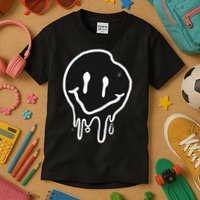 Melting Black And White Smile Face Kids T-Shirt