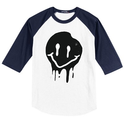 Melting Black And White Smile Face Baseball Sleeve Shirt