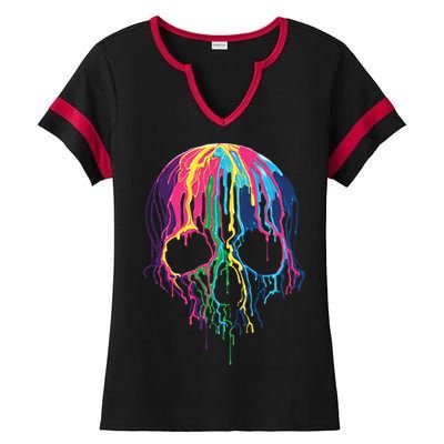 Melting Skull Ladies Halftime Notch Neck Tee