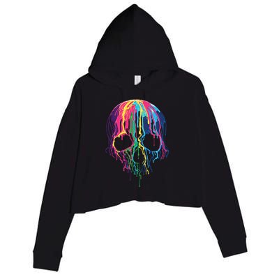 Melting Skull Crop Fleece Hoodie