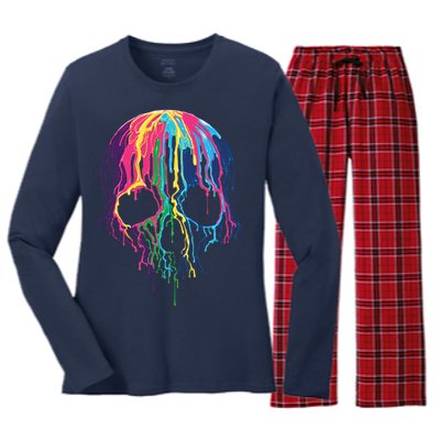 Melting Skull Women's Long Sleeve Flannel Pajama Set 