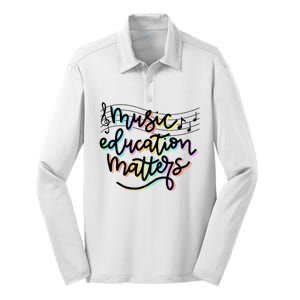 Music Education Matters Music Teacher Appreciation Women Silk Touch Performance Long Sleeve Polo