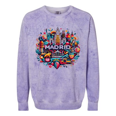 Madrid Espana Madrid Spain Sport Club Colorblast Crewneck Sweatshirt