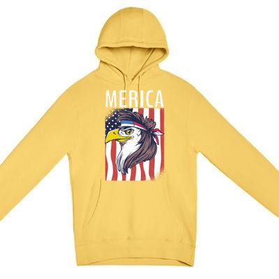 Merica Eagle Mullets 80s Hairstyle Pride Gift Premium Pullover Hoodie