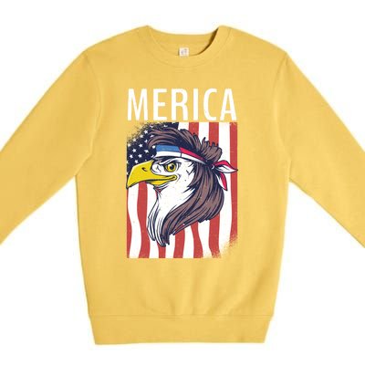 Merica Eagle Mullets 80s Hairstyle Pride Gift Premium Crewneck Sweatshirt