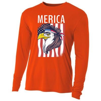 Merica Eagle Mullets 80s Hairstyle Pride Gift Cooling Performance Long Sleeve Crew