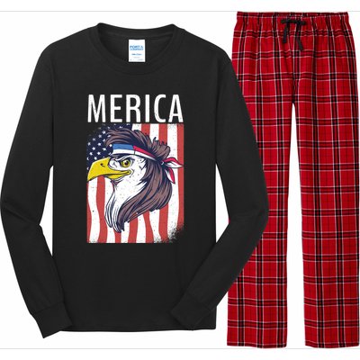 Merica Eagle Mullets 80s Hairstyle Pride Gift Long Sleeve Pajama Set