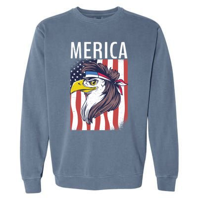 Merica Eagle Mullets 80s Hairstyle Pride Gift Garment-Dyed Sweatshirt