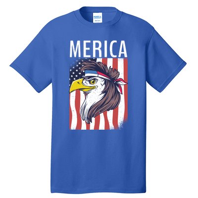 Merica Eagle Mullets 80s Hairstyle Pride Gift Tall T-Shirt