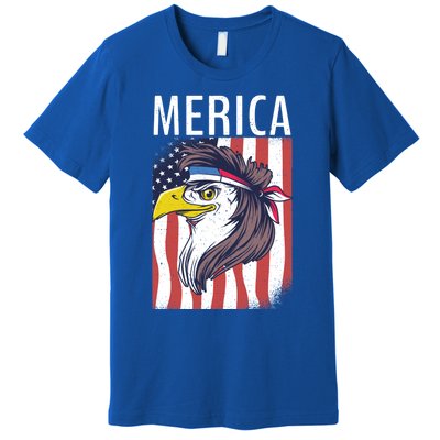 Merica Eagle Mullets 80s Hairstyle Pride Gift Premium T-Shirt