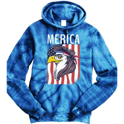 Merica Eagle Mullets 80s Hairstyle Pride Gift Tie Dye Hoodie