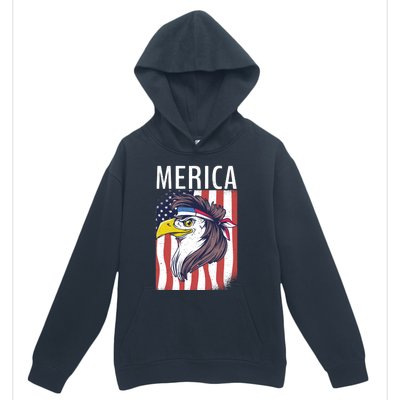 Merica Eagle Mullets 80s Hairstyle Pride Gift Urban Pullover Hoodie