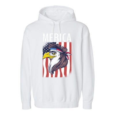 Merica Eagle Mullets 80s Hairstyle Pride Gift Garment-Dyed Fleece Hoodie