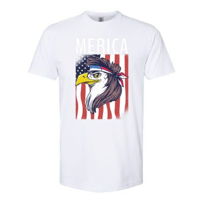 Merica Eagle Mullets 80s Hairstyle Pride Gift Softstyle CVC T-Shirt