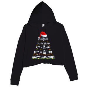 Math Equation Merry Xmas Funny Math Teacher Christmas Humor Crop Fleece Hoodie