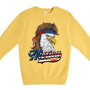 Merica Eagle Mullet 4th Of July American Flag Gift Premium Crewneck Sweatshirt