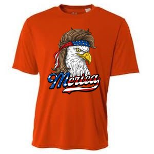 Merica Eagle Mullet 4th Of July American Flag Gift Cooling Performance Crew T-Shirt