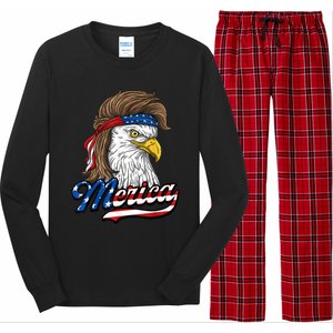 Merica Eagle Mullet 4th Of July American Flag Gift Long Sleeve Pajama Set