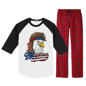 Merica Eagle Mullet 4th Of July American Flag Gift Raglan Sleeve Pajama Set