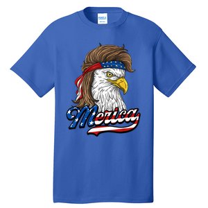 Merica Eagle Mullet 4th Of July American Flag Gift Tall T-Shirt