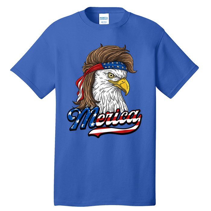 Merica Eagle Mullet 4th Of July American Flag Gift Tall T-Shirt