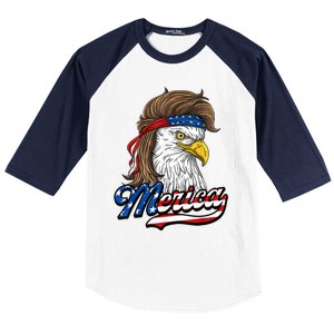 Merica Eagle Mullet 4th Of July American Flag Gift Baseball Sleeve Shirt