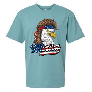 Merica Eagle Mullet 4th Of July American Flag Gift Sueded Cloud Jersey T-Shirt