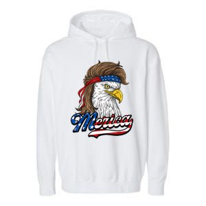 Merica Eagle Mullet 4th Of July American Flag Gift Garment-Dyed Fleece Hoodie