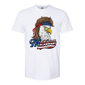 Merica Eagle Mullet 4th Of July American Flag Gift Softstyle CVC T-Shirt