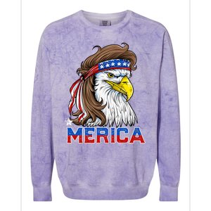 Merica Eagle Mullet 4th Of July American Flag Usa Colorblast Crewneck Sweatshirt