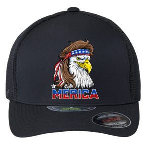 Merica Eagle Mullet 4th Of July American Flag Usa Flexfit Unipanel Trucker Cap