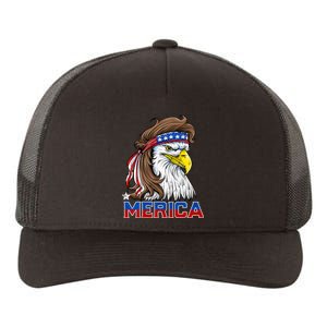 Merica Eagle Mullet 4th Of July American Flag Usa Yupoong Adult 5-Panel Trucker Hat