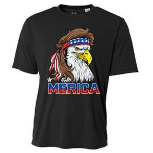 Merica Eagle Mullet 4th Of July American Flag Usa Cooling Performance Crew T-Shirt