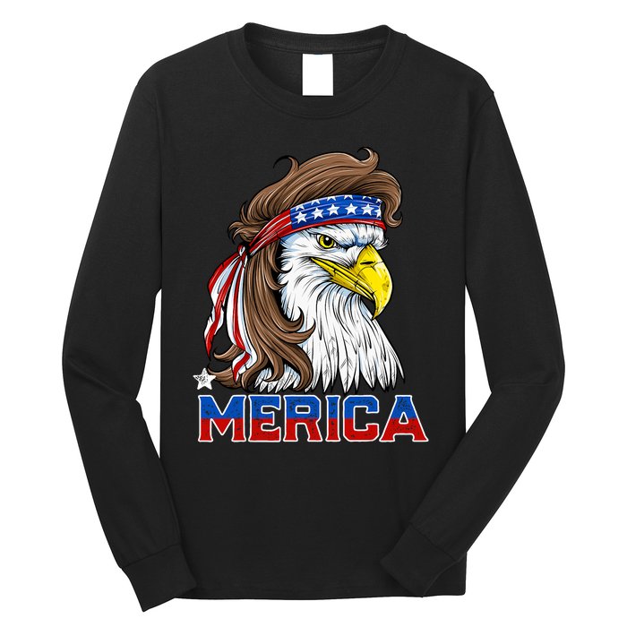 Merica Eagle Mullet 4th Of July American Flag Usa Long Sleeve Shirt