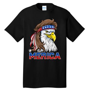 Merica Eagle Mullet 4th Of July American Flag Usa Tall T-Shirt