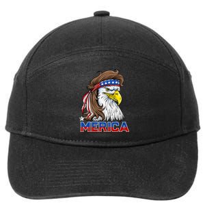 Merica Eagle Mullet 4th Of July American Flag Usa 7-Panel Snapback Hat