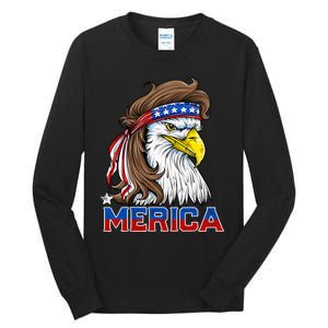 Merica Eagle Mullet 4th Of July American Flag Usa Tall Long Sleeve T-Shirt