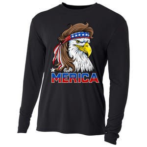 Merica Eagle Mullet 4th Of July American Flag Usa Cooling Performance Long Sleeve Crew