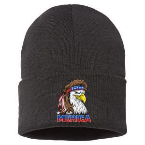 Merica Eagle Mullet 4th Of July American Flag Usa Sustainable Knit Beanie