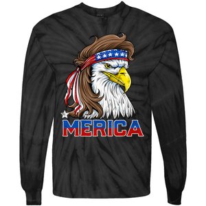 Merica Eagle Mullet 4th Of July American Flag Usa Tie-Dye Long Sleeve Shirt