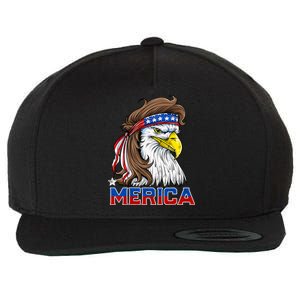 Merica Eagle Mullet 4th Of July American Flag Usa Wool Snapback Cap