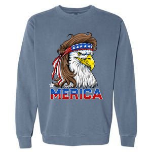 Merica Eagle Mullet 4th Of July American Flag Usa Garment-Dyed Sweatshirt